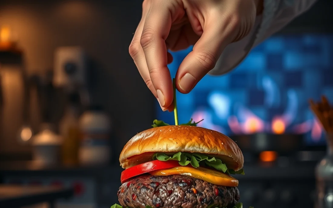 現代の手仕事によるバーガー作り